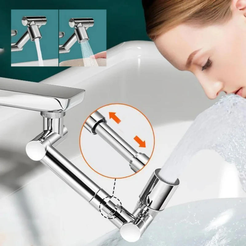 Description Picture 2 of item1440 ° Bathroom Metal Scalable Mechanical Rotatable Splash Proof Faucet General Joint Kitchen Water Outlet Rotating Extender