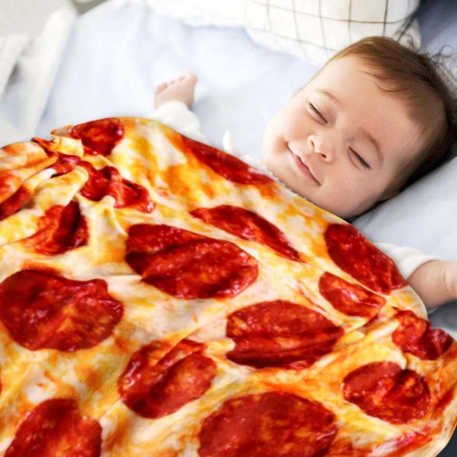 Description Picture 3 of itemSoft and Warm Cozy Flannel Tortilla Pizza Blanket, Round Shape Wool Sofa Plaid Plush Bedspread Sheet, Winter Throw Blankets