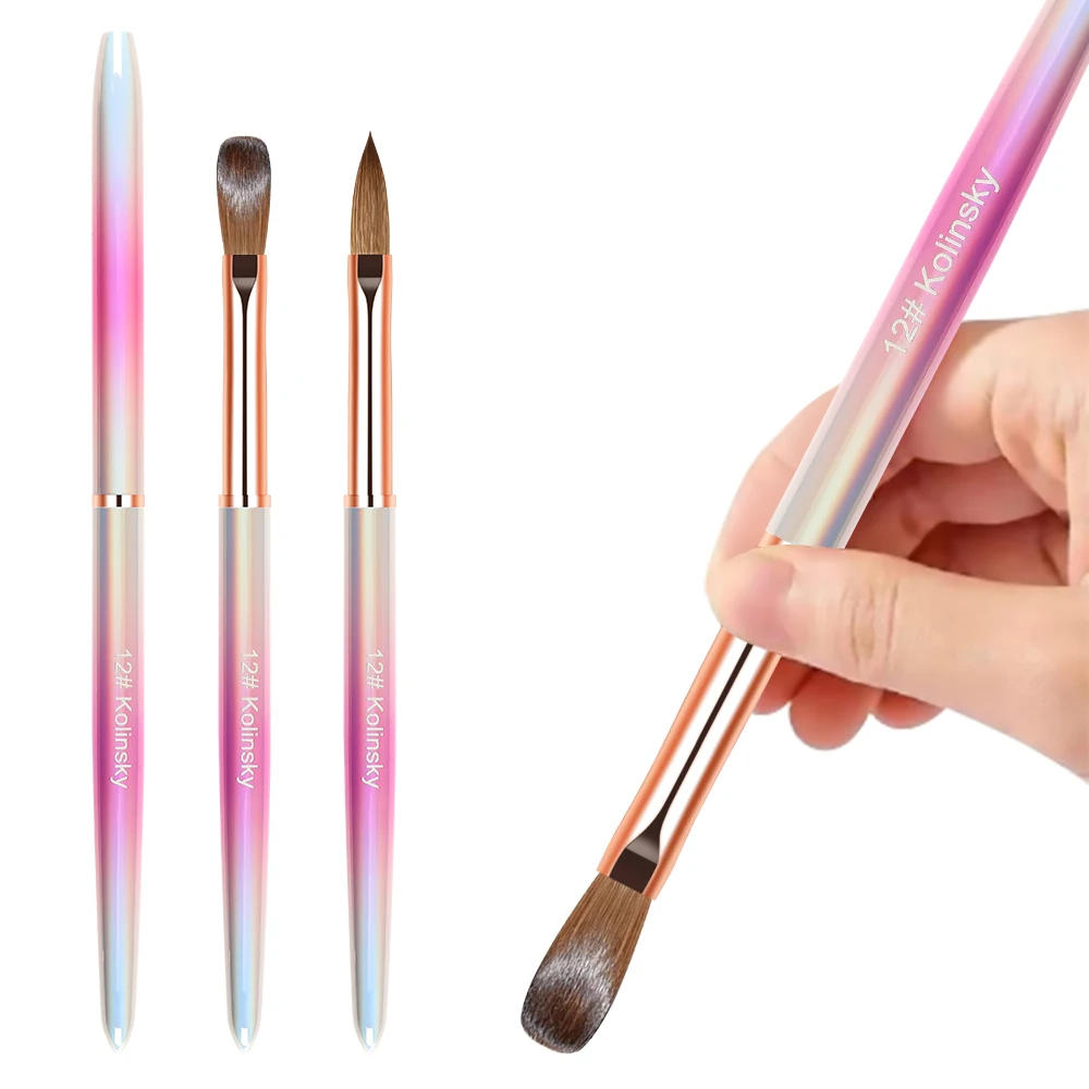 Description Picture 5 of item#8-#12 Kolinsky Acrylic Nail Brush Set 3D Pure Handmade Nail Brushes For Acrylic Application Professional Nail Art Brush