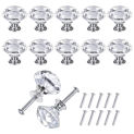 10Pcs/Set 30mm Diamond Shape Design Crystal Glass Knobs Cupboard Drawer Pulls Kitchen Cabinet Door Wardrobe Handles Hardware