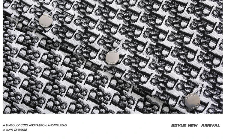 Description Picture 6 of itemMen Women Small Fragrance Style Letter Jacquard Lapel Jackets Trendy High Street Personality Handsome Hip Hop Casual Loose Coats