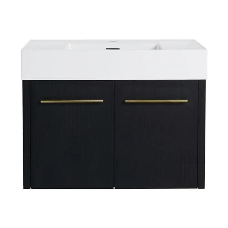 Description Picture 2 of itemModern 30" Bathroom Vanity with Thick Edged Resin Sink Floating Cabinet with Soft Close Doors Durable Engineered Wood Water
