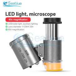 60Times Microscope LED Lamp Light Yanchao Light Portable Pocket With Lamp Magnifying Glass Magnifiers For Jewelry Identification