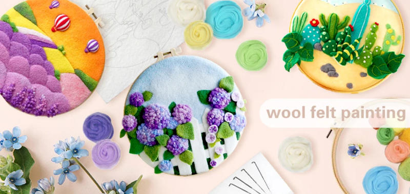 Description Picture 4 of itemCHENISTORY Wool Felting Abstract Starter Kit Needle Felting Picture Wool Felting Painting Tool Kit Supplies For Unique Gift Deco