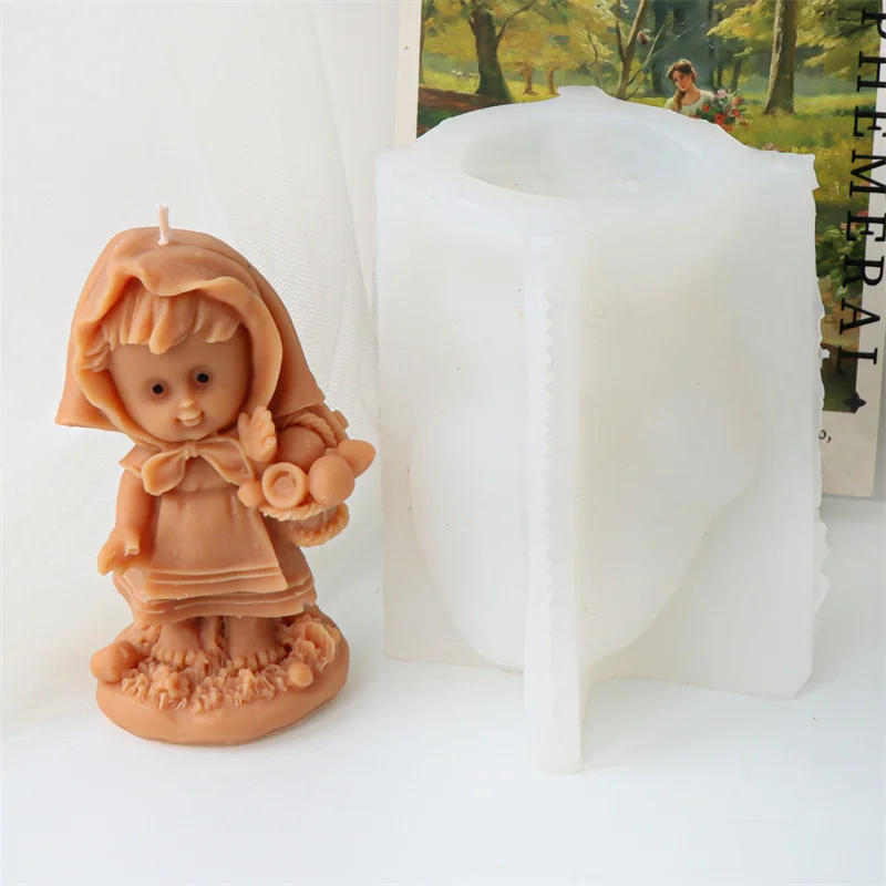Description Picture 6 of item3D Hat Girl Candle Silicone Mold DIY Cute Girls Statue Plaster Resin Soap Candle Making Mould Craft Tabletop Decor
