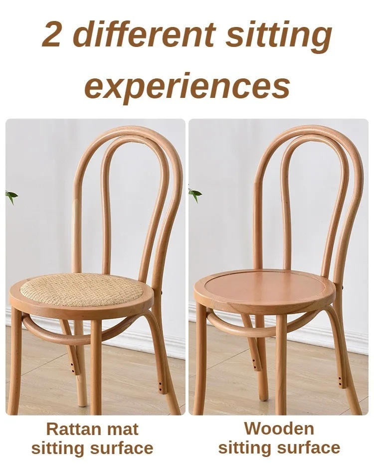Description Picture 4 of itemSolid Wood Dining Chairs Vintage Rattan Chair for Dining Room Design Kitchen Chairs with Backrest Interior Chair Furniture
