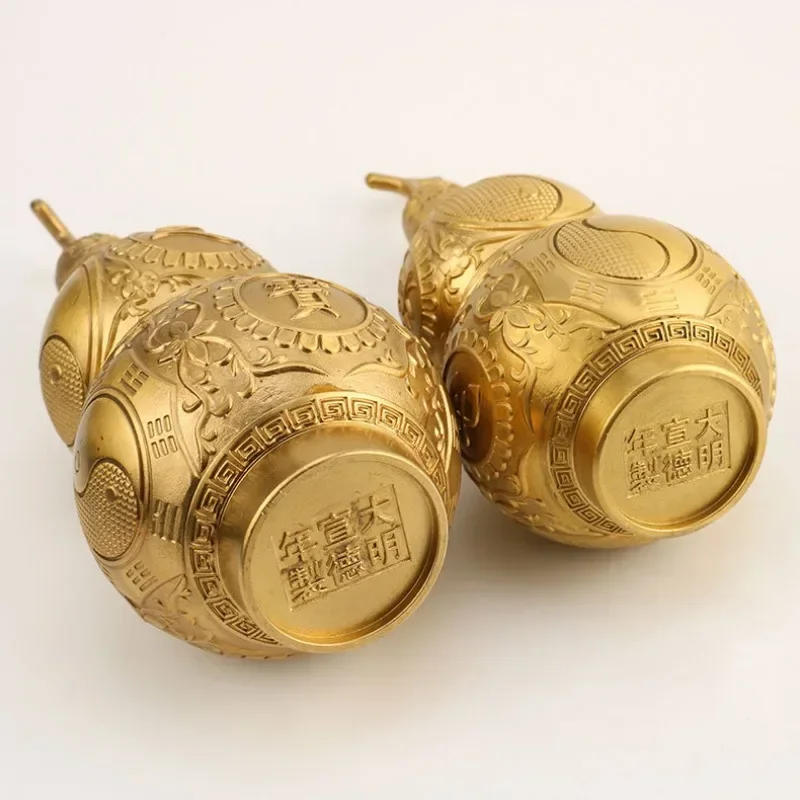 Description Picture 4 of itemGourd Feng Shui Wu Calabash Ornament Lou Pendant Housewarming Sculpture Decor Table Home Golden Lucky Decorations Figurine