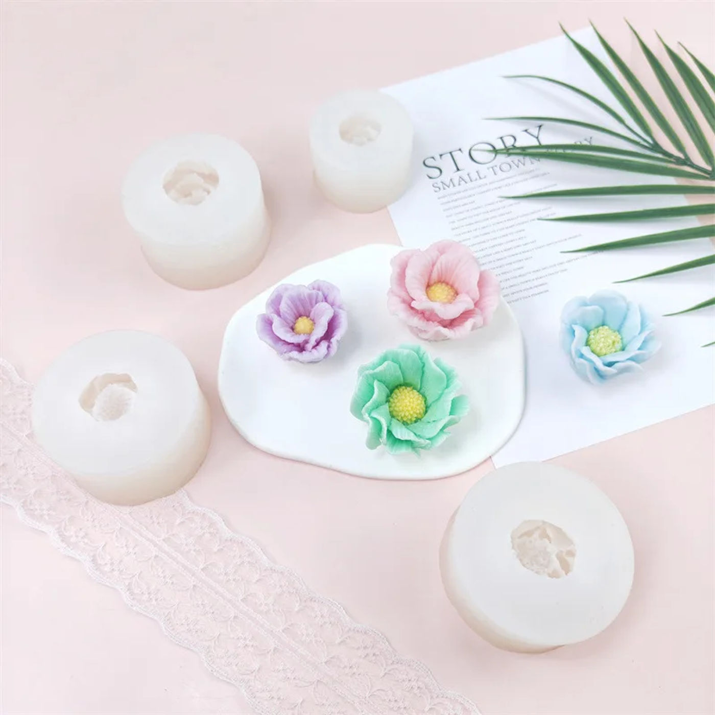 Description Picture 3 of itemNew 3D Flowers Silicone Mold DIY Rose Flower Candle Making Kit Handmade Soap Plaster Chocolate Mold