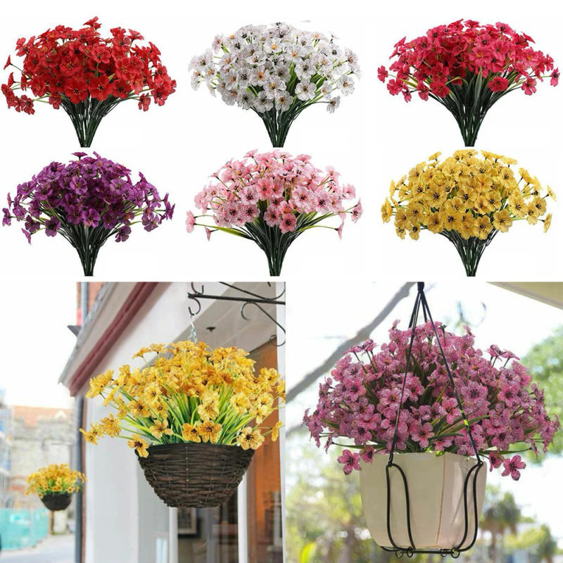 Description Picture 2 of item1 Bundles 31cm Outdoor Artificial Flowers UV Resistant Fake Flower With Plastic Plants Faux Silk Flower For Garden Decoration