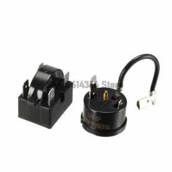 Refrigerator PTC Starter Relay 12 Ohm 4 Pin + Compressor Overload Protector 1/4HP