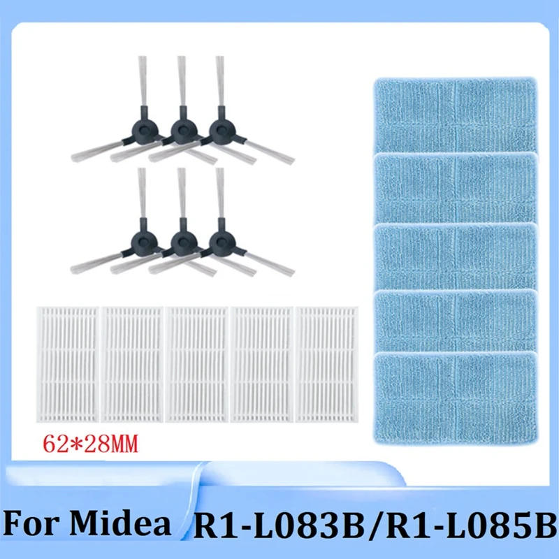 Description Picture 4 of item16Pcs Accessories Parts For Midea R1-L083B/R1-L085B Robot Vacuum Cleaner Washable Side Brush Mop Cloth HEPA Filter