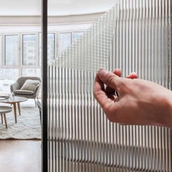 Reeded Glass Window Film, Privacy Film, Frosted Window Vinyl, 3D Decorative Decals, Non Adhesive, Bathroom, Living Room