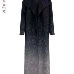 LANMREM 2025 Fashion Pleated Long Windbreaker Women Gradient Loose Button Split Design Trench Coat Spring New Clothing 32C935
