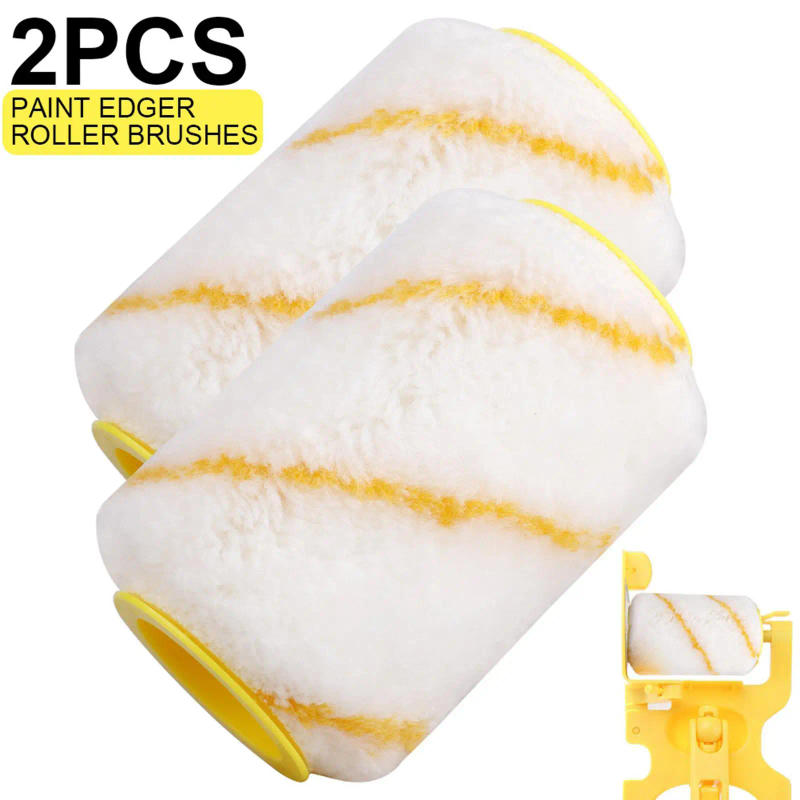 Description Picture 4 of item2 Pieces Multi-function Portable Clean-Cut Paint Roller Brush Painting Wall Ceilings Furniture Decorative Cotton Fiber Brush