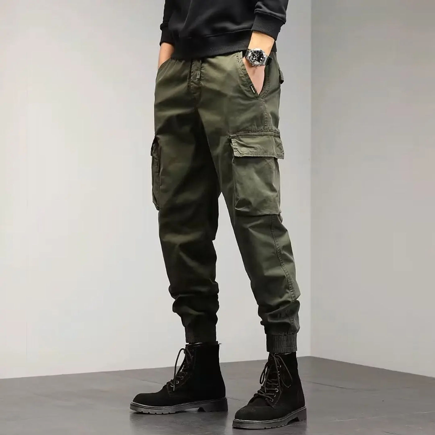 Description Picture 3 of itemMulti-pocket overalls spring and autumn baggy tie-in pants casual pants men's outdoorMulti-pocket overalls spring and autumn bag