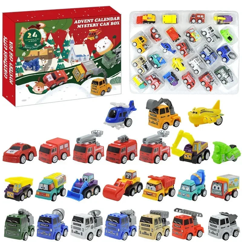 Description Picture 5 of item24Days Christmas Advent Calendar Car Toys Military Engineering Fire Truck Car Toys 2025 Countdown Calendar Gift Box for Kids