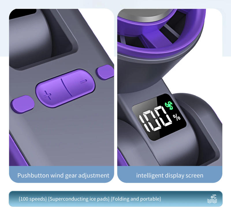 Description Picture 6 of itemUSB Mini Handheld Turbo Cooling Fan High-speed Cold Air 3600mAh Rechargeable Cold Compress Fan Foldable Portables Desktop Fan