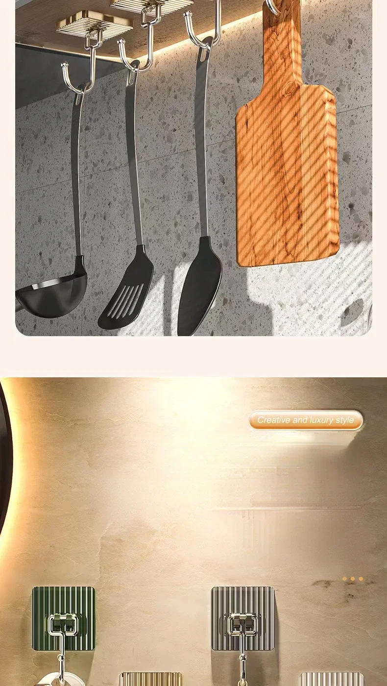 Description Picture 5 of itemLuxury Bathroom Wall Mounted Light Row Hook Acrylic Key Coat Towel Hanger No Drilling Rack Strong Self Adhesive Holder Accessori