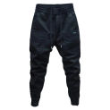 Men Pants Solid Color Drawstring Elastic Waist Thick Plush Pockets Casual Sweatpants Ankle-banded Streetwear Long Sport Trousers