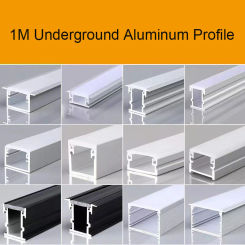 1M 5-10PCS Recessed Mount Aluminum Profile Cabinet Corner Linear Lamp Underground Floor Extrusion Channel Reflection Bar Strip