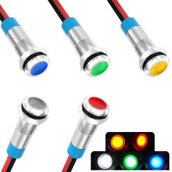 5Pack 6mm AC/DC12-24V LED Indicator Light Waterproof IP65 24 Volt led Lights Metal Pilot Lamp Lights Milt-Color Panel LED