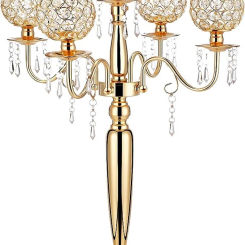 5/6/10pcs New style 5-arms gold crystal candelabras table centerpieces wedding candle holder centerpiece party decor