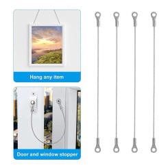 4pcs Door Window Stopper Wire Rope Stainless Steel Cabinet Restraint Cable Cupboard Hinge Flexible Gadgets