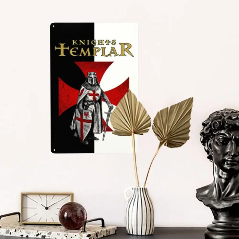 Description Picture 6 of itemRetro Knight Templar Metal Sign Custom Crusades Knights Christian Warrior Tin Plaque Cafe Man Cave Bar Decorations Art