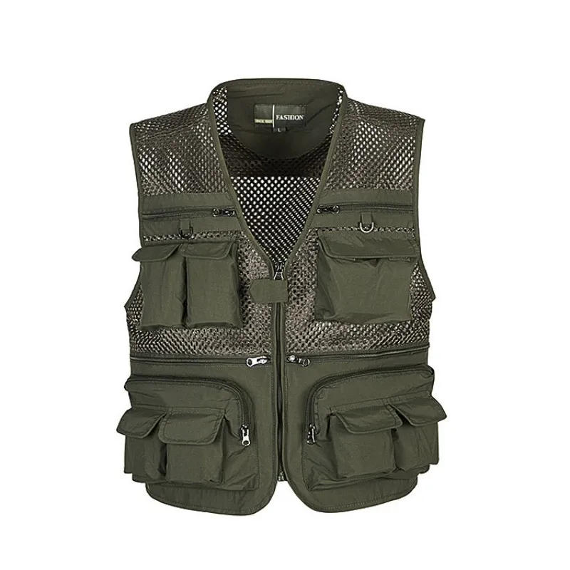 Description Picture 3 of itemOutdoor Fishing Vests Quick Dry Breathable Multi Pocket Mesh Jackets Photography Hiking Vest Army green fish Vest