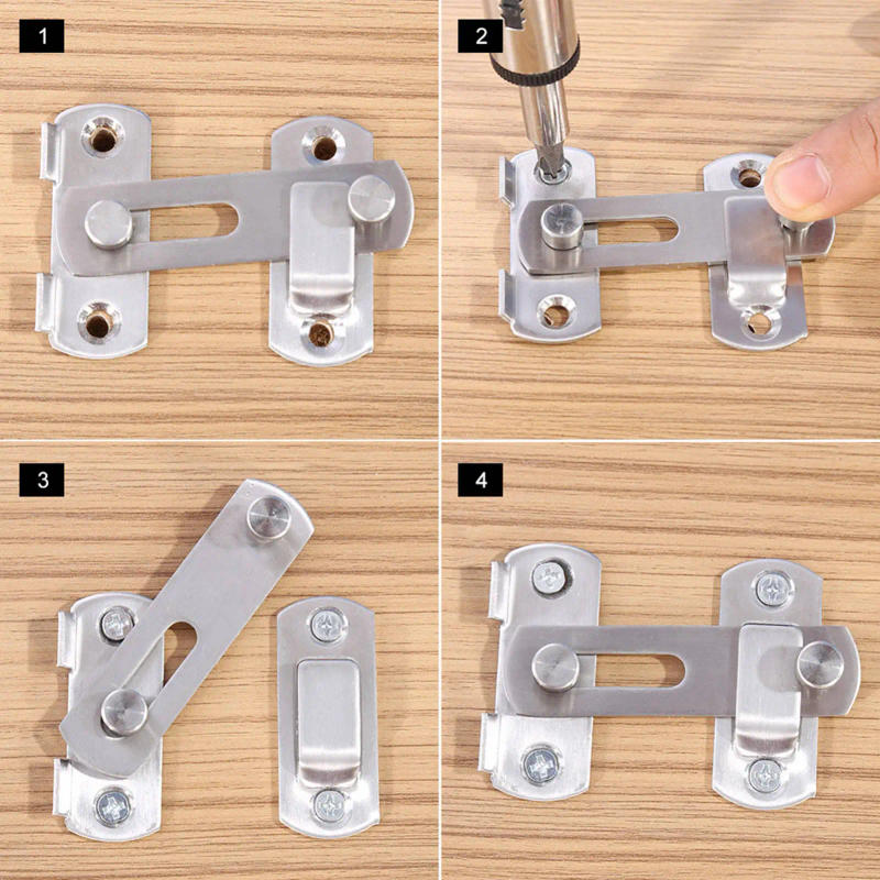 Description Picture 6 of itemStainless Steel Hasp Latch Lock Sliding Door for Window Cabinet Fitting Room Accessorries