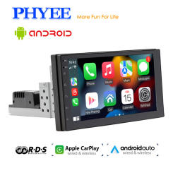 1 Din Android Car Radio Wireless Carplay Android-Auto Bluetooth Handsfree Wifi RDS GPS Navi 7" Multimedia System Head Unit A70