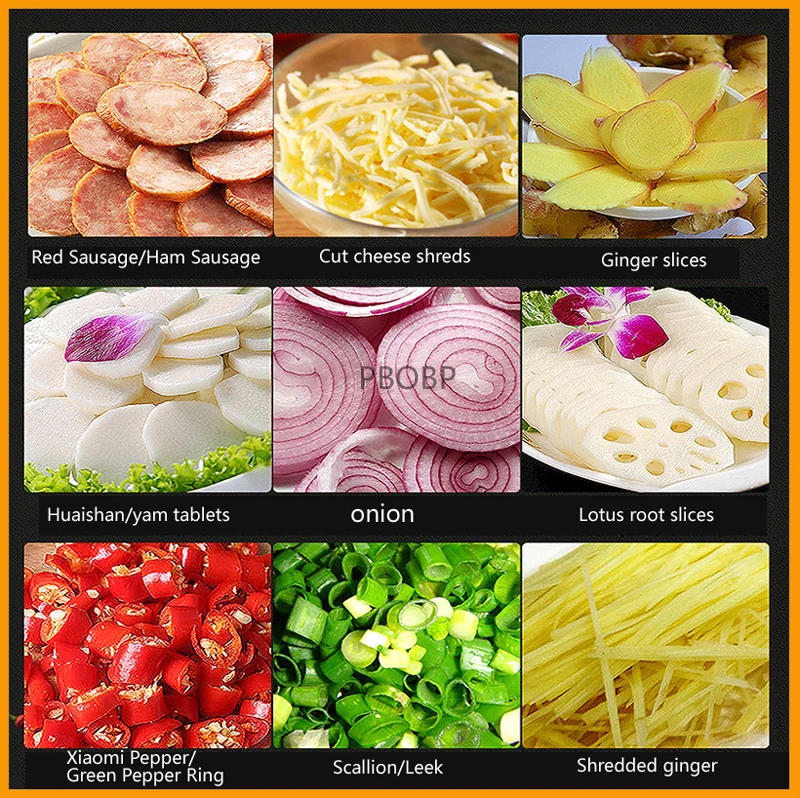 Description Picture 4 of itemPBOBP Kitchen Multifunctional Vegetable Cutter Commercial Electric Radish Cutting Potato Chips Slicing Vegetable Slicing Machine