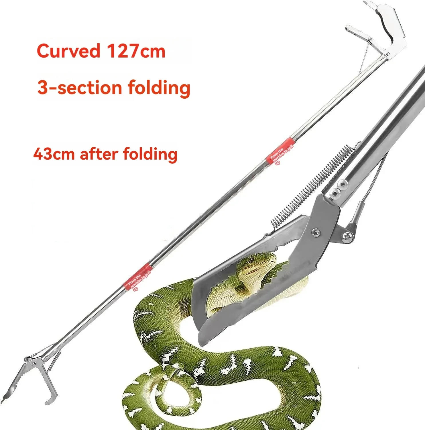 Description Picture 2 of itemTwo Types Head Foldable Reptile Grabber Tool Snake Hook Catcher Tool for Outdoor Stainless Steel Snake Catcher Tongs