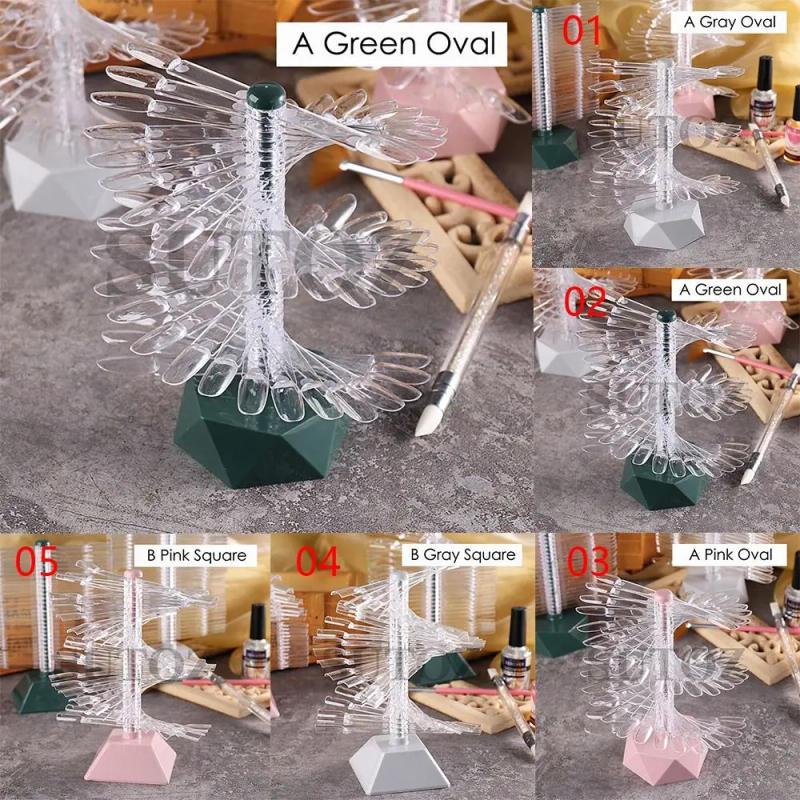 Description Picture 2 of item60 Nail Art False Tips Display Stand Spiral Shelf Showing Gel Polish Oval Square Nails Showing Shelf Rack Manicure Practice Tool