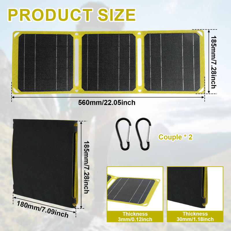 Description Picture 2 of item21W Foldable Solar Panel 2A IP68 Waterproof USB Portable Battery Charger Efficiency ETFE Solar Panel for Camping Accessories