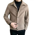 Casual Men Jacket Men's Thick Cardigan Jacket with Turn-down Collar Single-breasted Design Warm for Fall for Anti-pilling