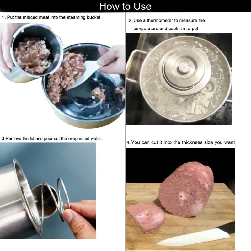 Description Picture 2 of itemStainless Steel Steamed Meat Pot with Thermometer Meat Press Cooker Ham Press for Home Kitchen Braising Baking Tool