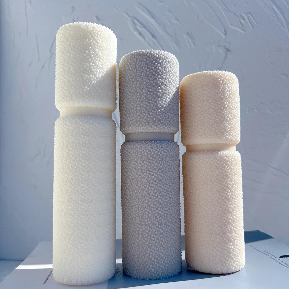 Description Picture 4 of itemCylindrical Tall Bubble Pillar Candle Mold Aesthetic Twist Silicone Mould Geometric Bubbles Soy Wax Mold