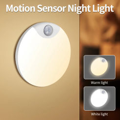 Round Led Night Light with Motion Sensor Human Induction Dimmable Wireless Rechargeable Wall Lamp for Emergency Stairs Hallway