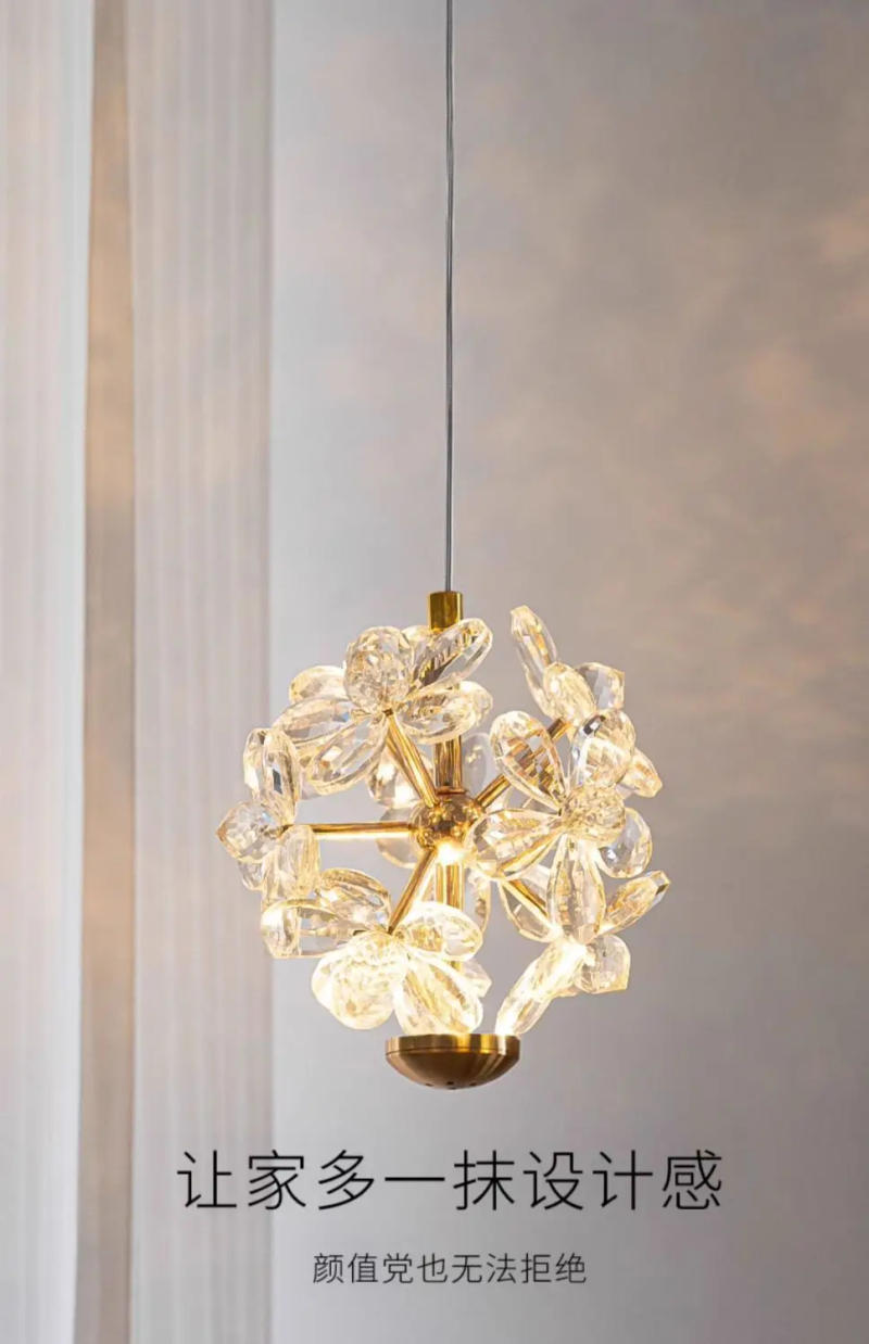 Description Picture 2 of itemLight luxury French crystal bedside chandelier Postmodern Dandelion Creative Dining Room, Dining Room, Bedroom Ceiling Light