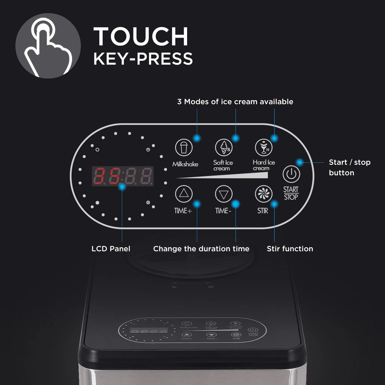 Description Picture 6 of itemHicon small ice cream machine direct manufacturer custom home healthy ice cream maker with compressor