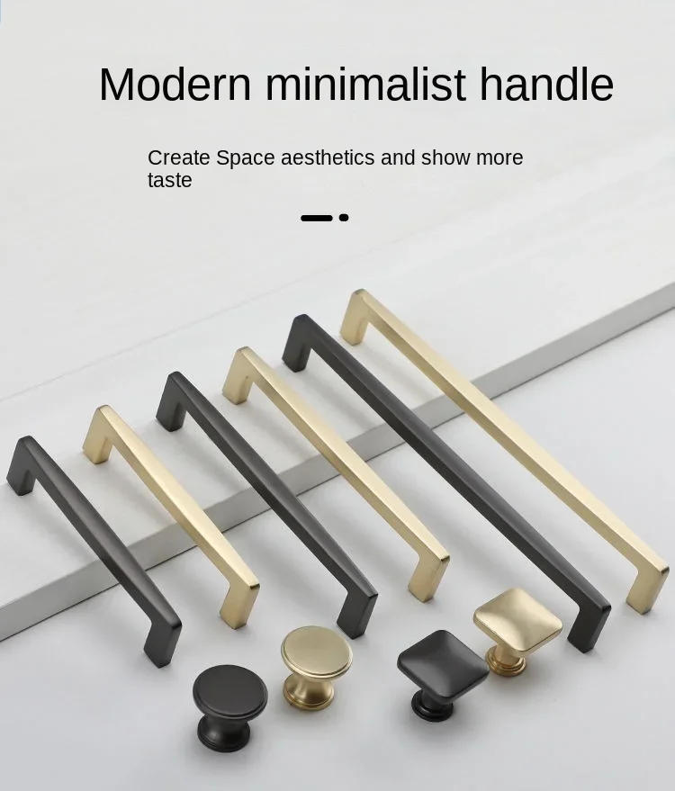 Description Picture 2 of itemNordic Gold Handle American Cabinet Door Handle Modern Simple Cabinet Handle Black Light Luxury Drawer Knobs Kitchen