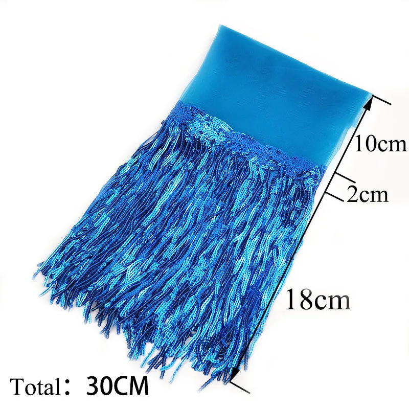 Description Picture 6 of item1-10Yards Meetee 18cm Sequin Fringe Trim Tassel Glitter Lace Fringes for Dance Clothes Dresses Decorative DIY Sewing Accessories