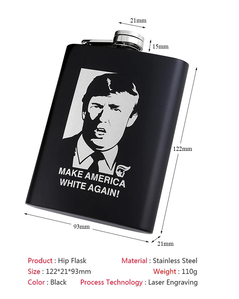 Description Picture 2 of itemMAGA Donald J Trump Souvenir Collectibles Fan Drinking Gift Metal Stainless Steel Hip Flask Flagon Custom LOGO Laser Engraving