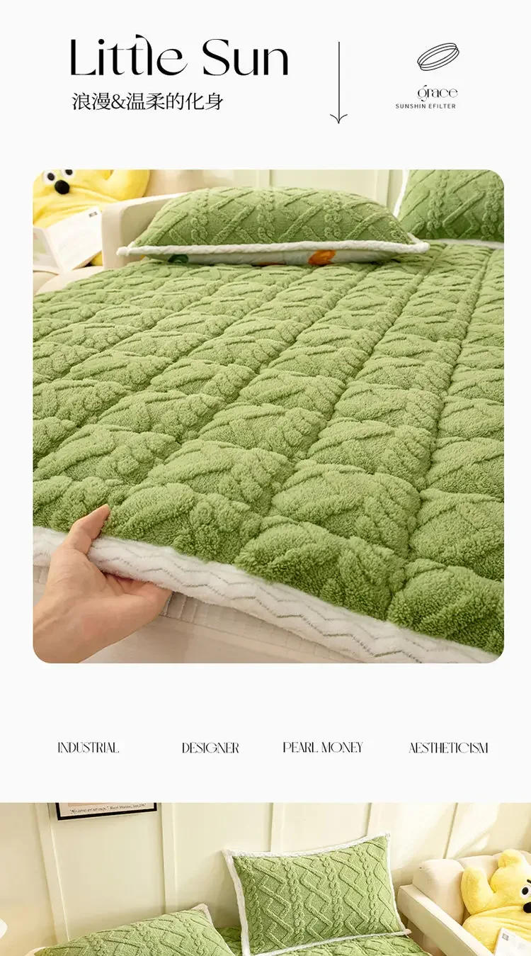 Description Picture 3 of itemWinter Plush Soft Mattress Toppers Dormitory Single Double Bedspread Home Non-slip Mattress Cover Bed Sheet Thin Fold Tatami Mat