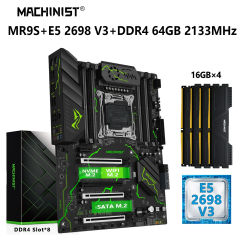 MACHINIST X99 Motherboard Combo LGA 2011-3 Xeon E5 2698 V3 CPU Kit DDR4 RAM 4*16G=64GB 2133MHz Memory NVME M.2 Four Channel MR9S