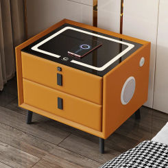 Intelligent Nightstands Organizer Furniture Cabinets Bedroom Wireless Charge Fingerprint Lock Bluetooth Audio Bedside Table