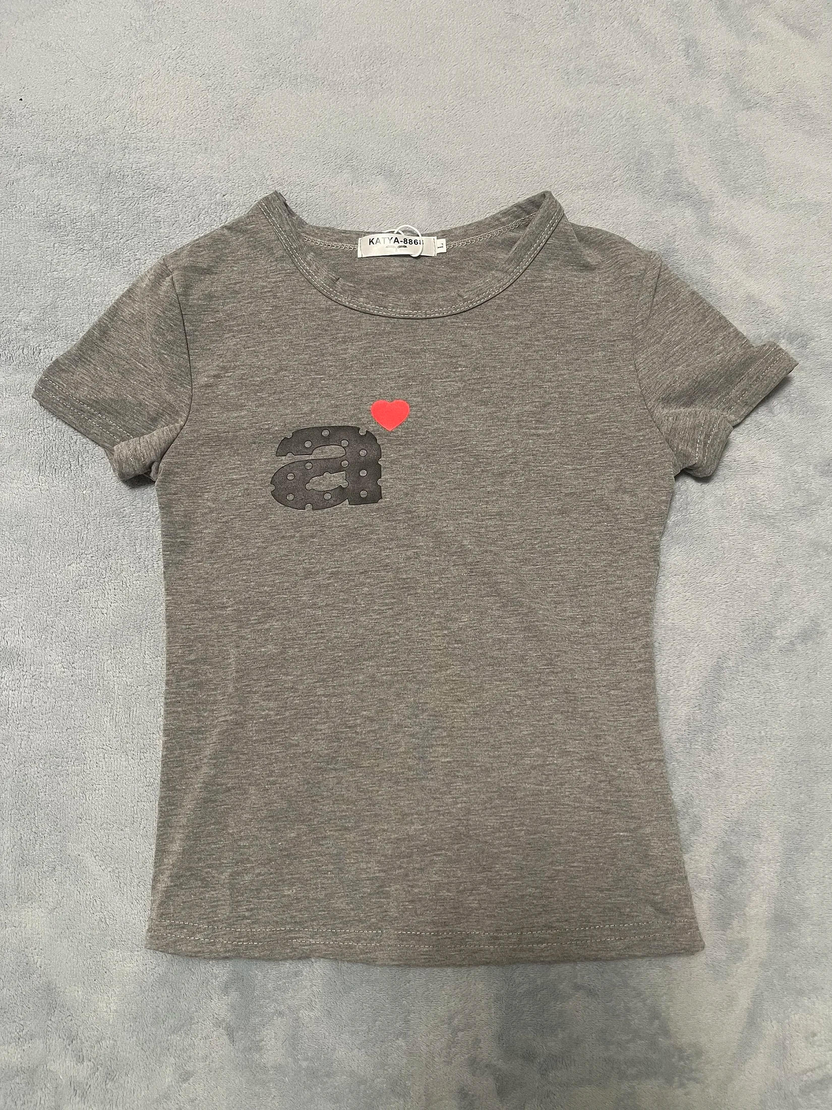 Description Picture 6 of itemKorean Sweet Cute Polka Dot Letter Slim Fit Short Sleeved T-shirt Summer New Simple Spice Girl Streetwear Grunge Y2k Top