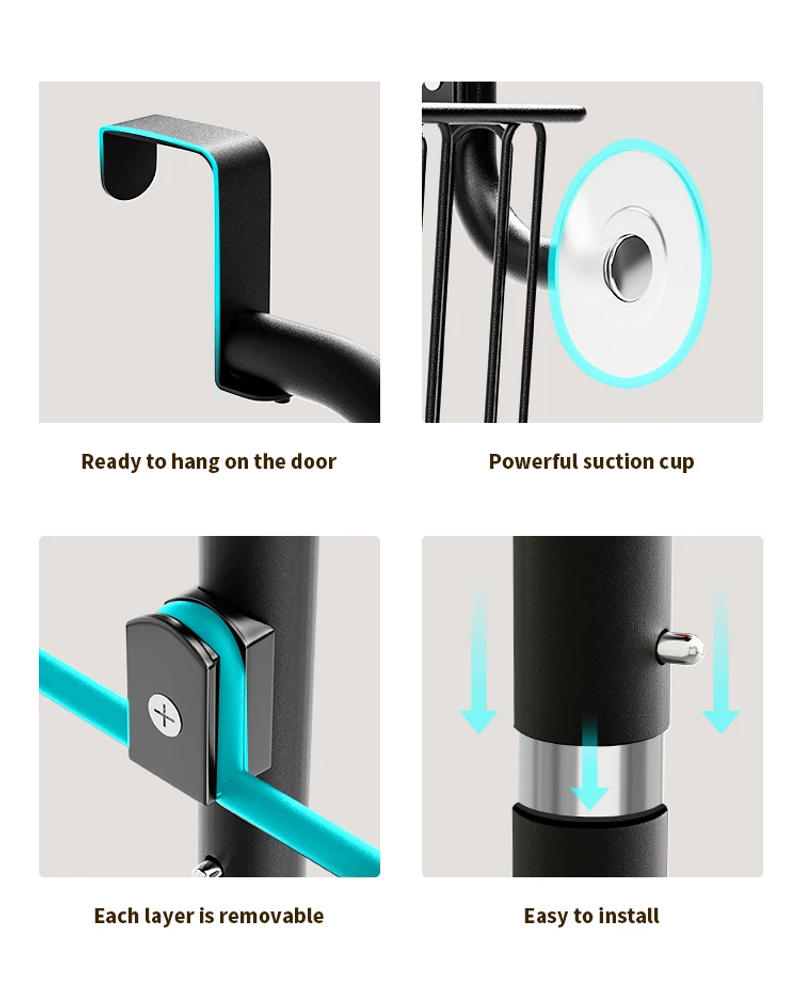 Description Picture 3 of itemMulti layer Door hanging storage basket Punch free and Space-saving  Ideal for Home oragenizer Black