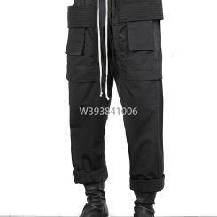 High Quality Niche Designer Style Dark Double Ring Three-Dimensional Overalls Multi-Pocket Straight-Leg Trousers Men